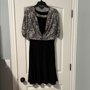 Perceptions Black and Gray Paisley Midi Dress